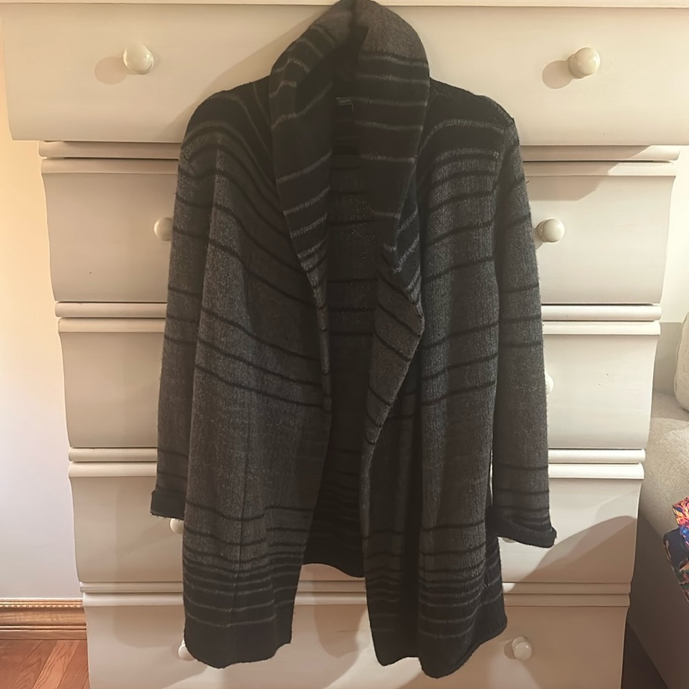 Vince open front long cardigan black/gray